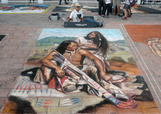 Arte dei madonnari estasi Antes de la lucha Festival Bella Via Monterrey 2014