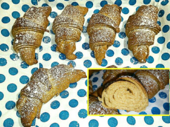 Croissant integrali, sfogliati all’olio, senza uova