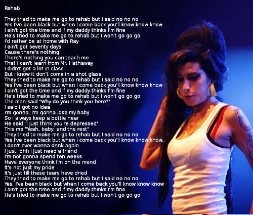 Rehab testo di Amy Winehouse