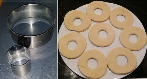 Donuts preparazione: tagliapasta e forma