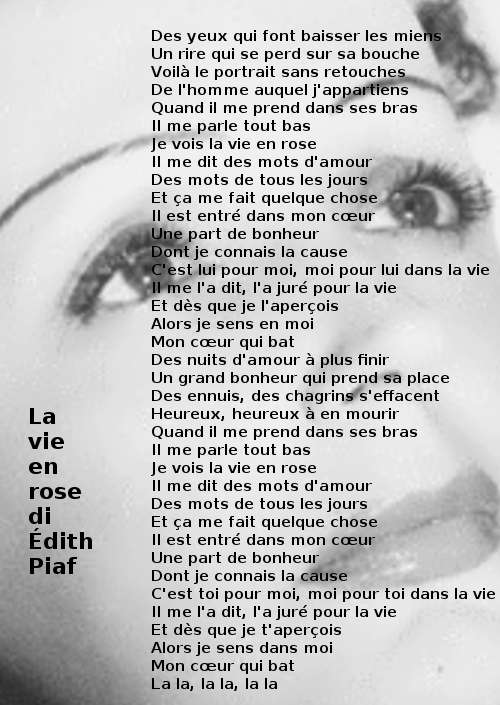 ll testo di La vie en rose di Édith Piaf