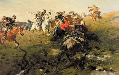 I cosacchi, con le lance contro i tartari