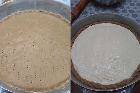 Preparazione della Crostata con farina e miele di castagno e ricotta