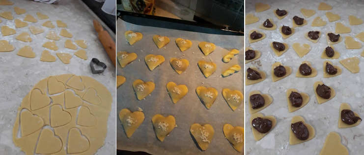 Preparazione Biscotti alla Nutella a forma di cuore