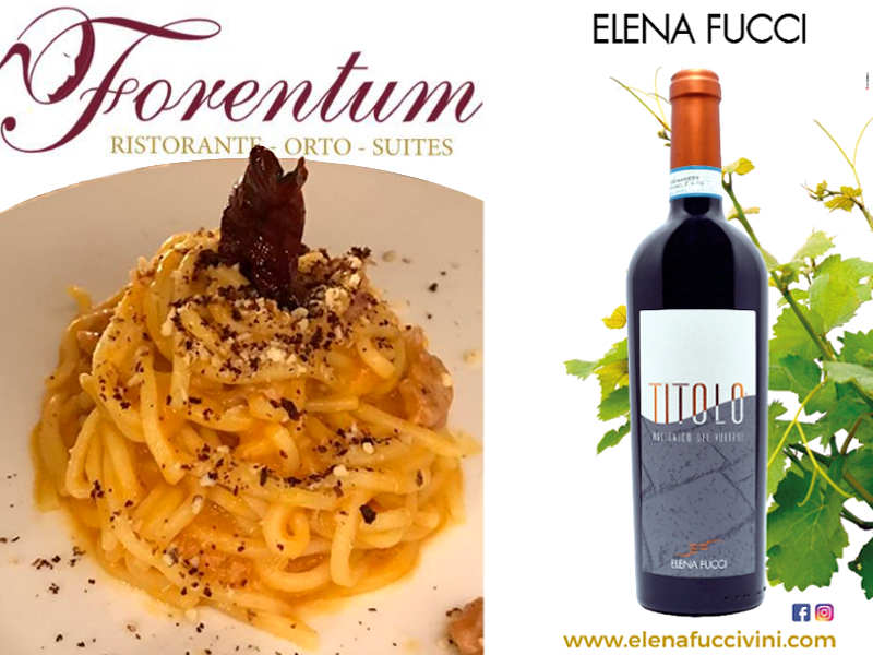 Maccarunar du Munacidd dello chef Savino Di Noia con vino TITOLO di Elena Fucci