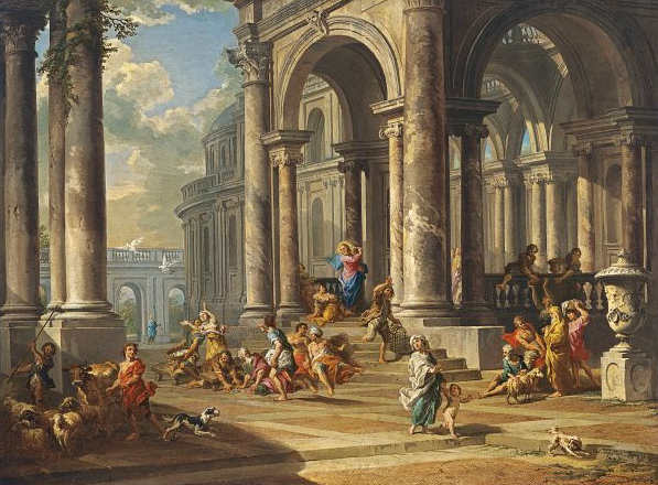 Quadri sulla Pasqua, L'espulsione dei mercanti dal tempio, di Giovanni Paolo Panin