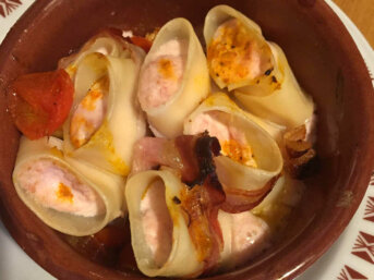 Paccheri ripieni con prosciutto cotto e robiola al forno senza glutine