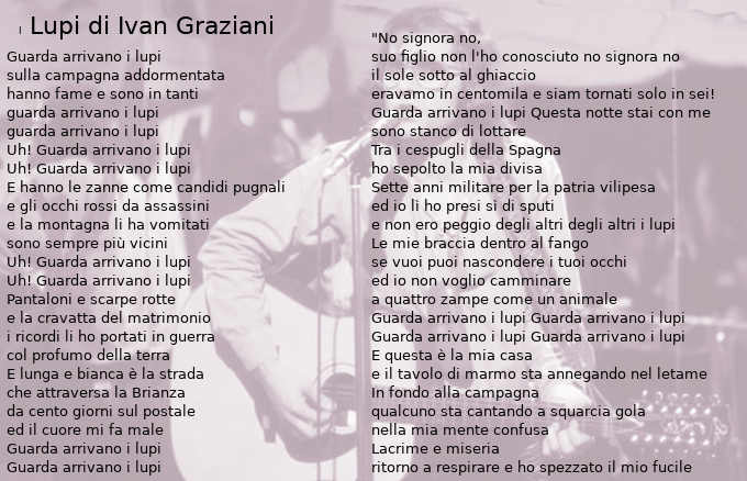 Testo I Lupi di Ivan Graziani