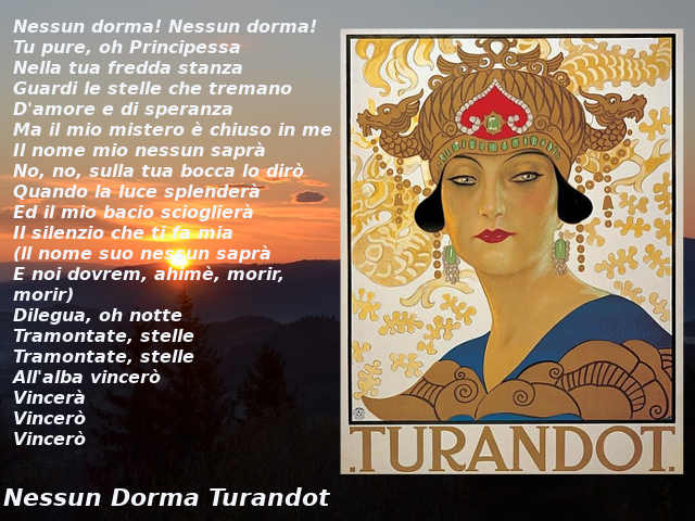 Testo di Nessun dorma cantata, Turandot di Puccini