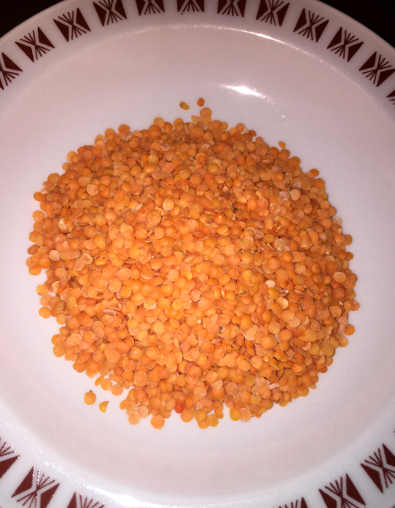 Ingredienti per la Vellutata di lenticchie decorticate.
