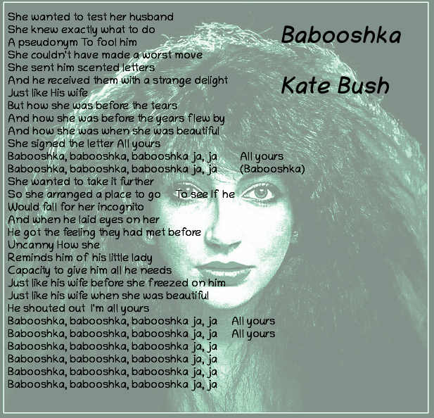 Testo di Babooshka di Kate Bush