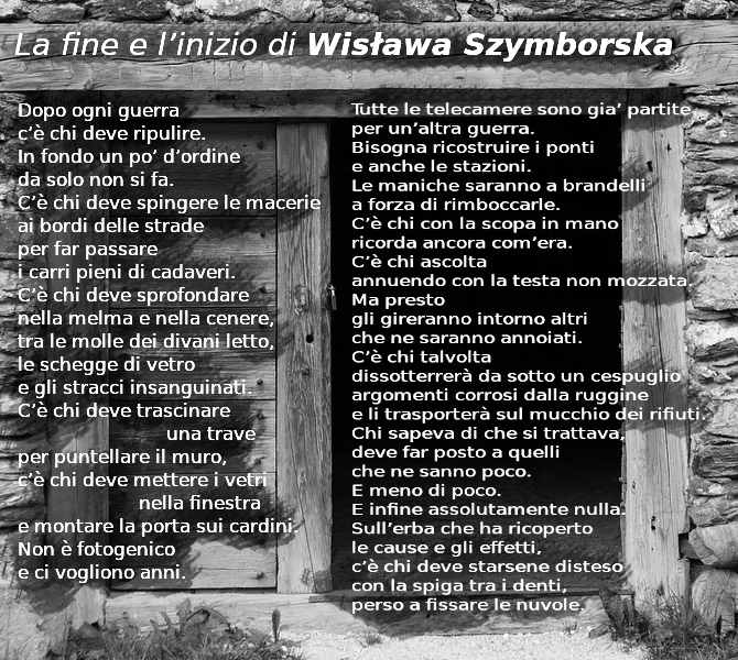 Testo della poesia La fine e l'inizio di Wisława Szymborska