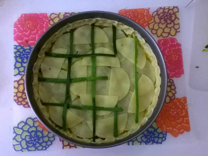 Preparazione per la Torta salata con zucchine