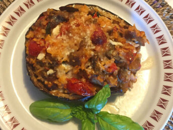 Melanzane al forno ripiene di riso e mozzarella squisitissime